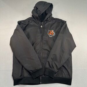 NFL Pro Line Full Zip Jacket Mens L Black Cincinnati Bengals Fleece Lined Hooded